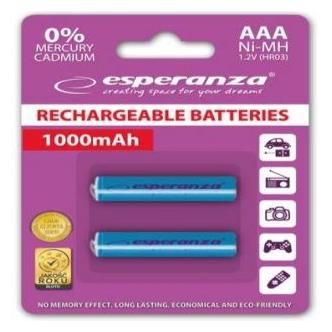 Esperanza WIEDERAUFLADBARE BATTERIEN Ni-MH AAA 1000MAH 2PCS. (2 Stk., AAA, 1000 mAh) (EZA101B)