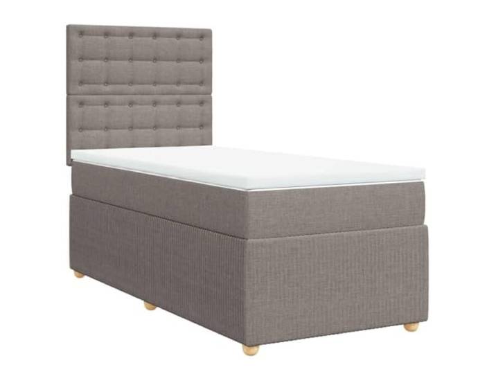 PUGYNBK Boxspringbett, 100 x 200 cm, Taupe Verstellbares Kopfteil, Taschenfedern, waschbarer Matratzenschoner, Lattenrost