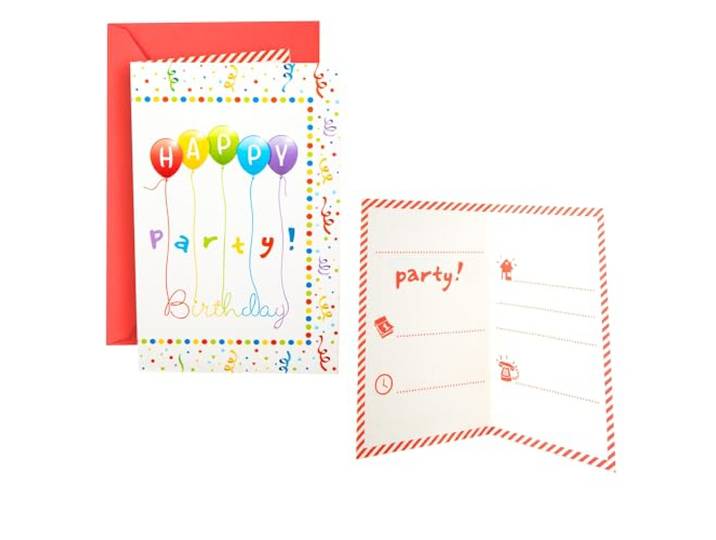 Procos PR81847 Happy Birthday uitnodigingskaarten met enveloppen, 6 stuks