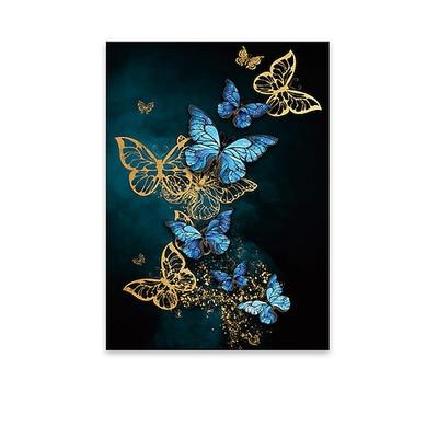 wandkunst leinwand poster malerei kunstwerk bild abstrakt schmetterling gold dekoration dcor gerollte leinwand kein rahmen ungerahmt ungedehnt