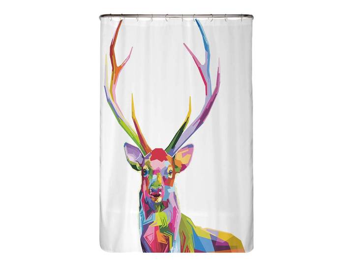 Rideau de douche PS recyclé Cerf Microfibre Multicolore 120 x 200cm