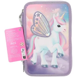 Depesche, Etui, Ylvi 3-Fach Federtasche mit appliziertem Flügel inkl. Stifte