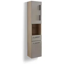 Puris Hochschrank Fine Line Holzoptik Braun Eiche