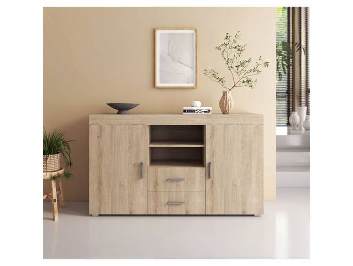 Design Ameublement - Buffet Bahut ROQUE - 2 portes 2 tiroirs - Sonoma - 140x80x40cm
