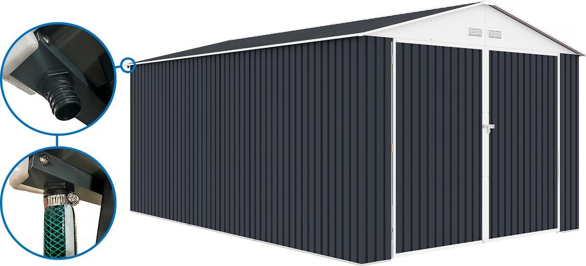 Metallgarage "Houston" - 18,56 m² mit Dachrinne - Anthrazit