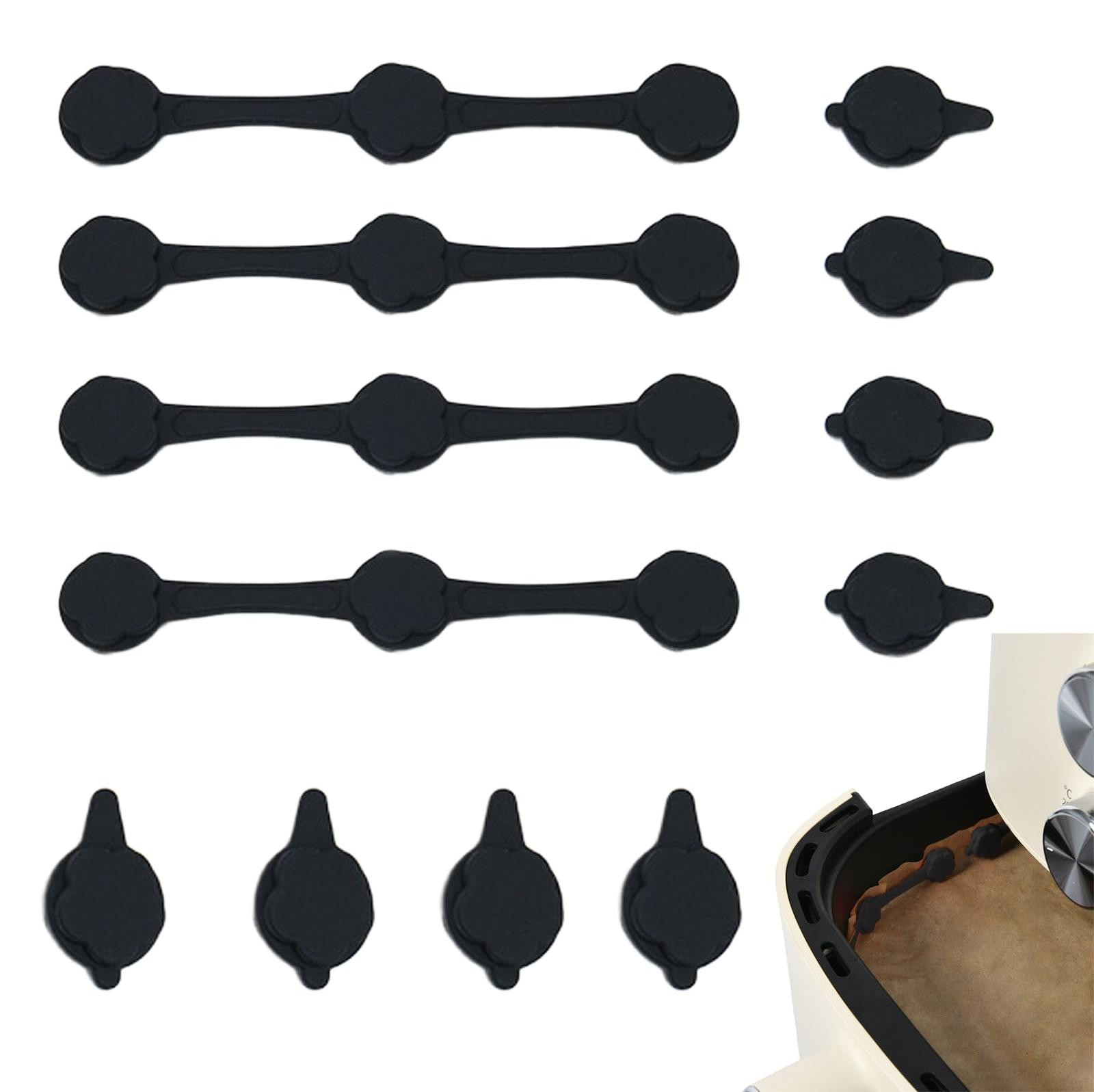 Dripio Magnetische siliconenclips voor heteluchtfriteuses, 12 stuks, zwart
