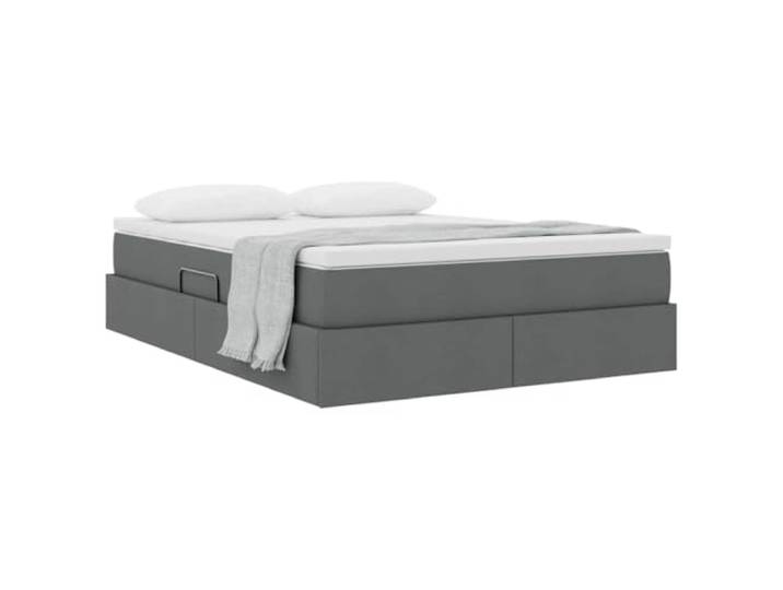 KTHLBRH Boxspringbett Dunkelgrau 140 x 190 cm mit Matratze Hydraulisches Heben, Rahmen aus Metall, Schaumstoff und Federn, maximale Belastung 280 kg