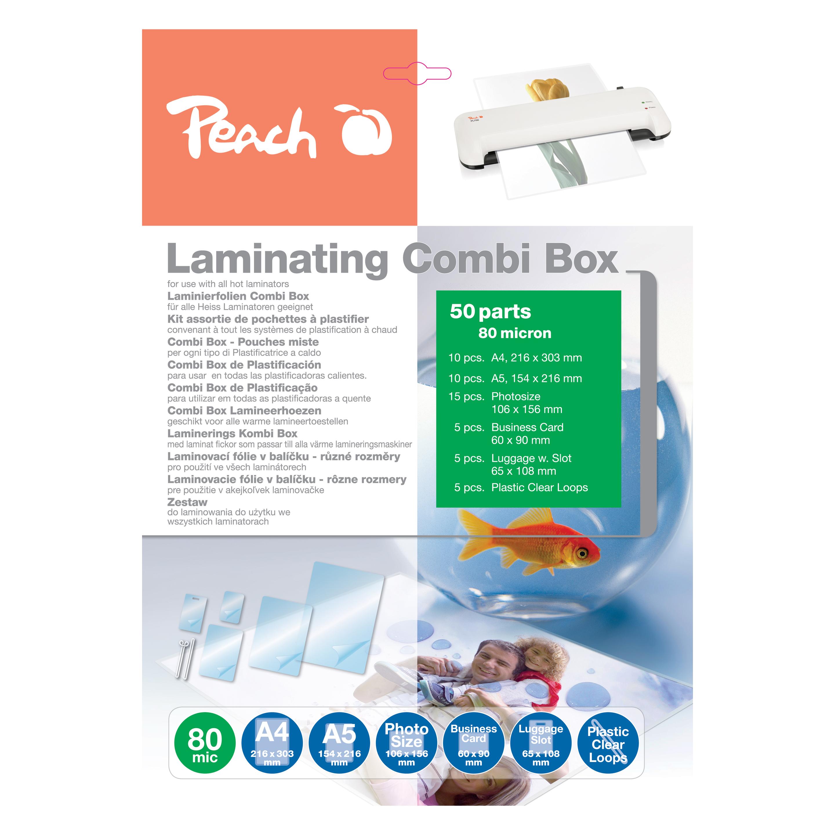 Peach Laminating Combi Box (A4, 50 Stk., 80 µm) (510407)