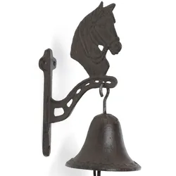 Moritz Türglocke Glocke Pferd Pferdekopf braun Wandglocke Gartendeko Gusseisen Rustikal Antik Design Stil Retro Klingel