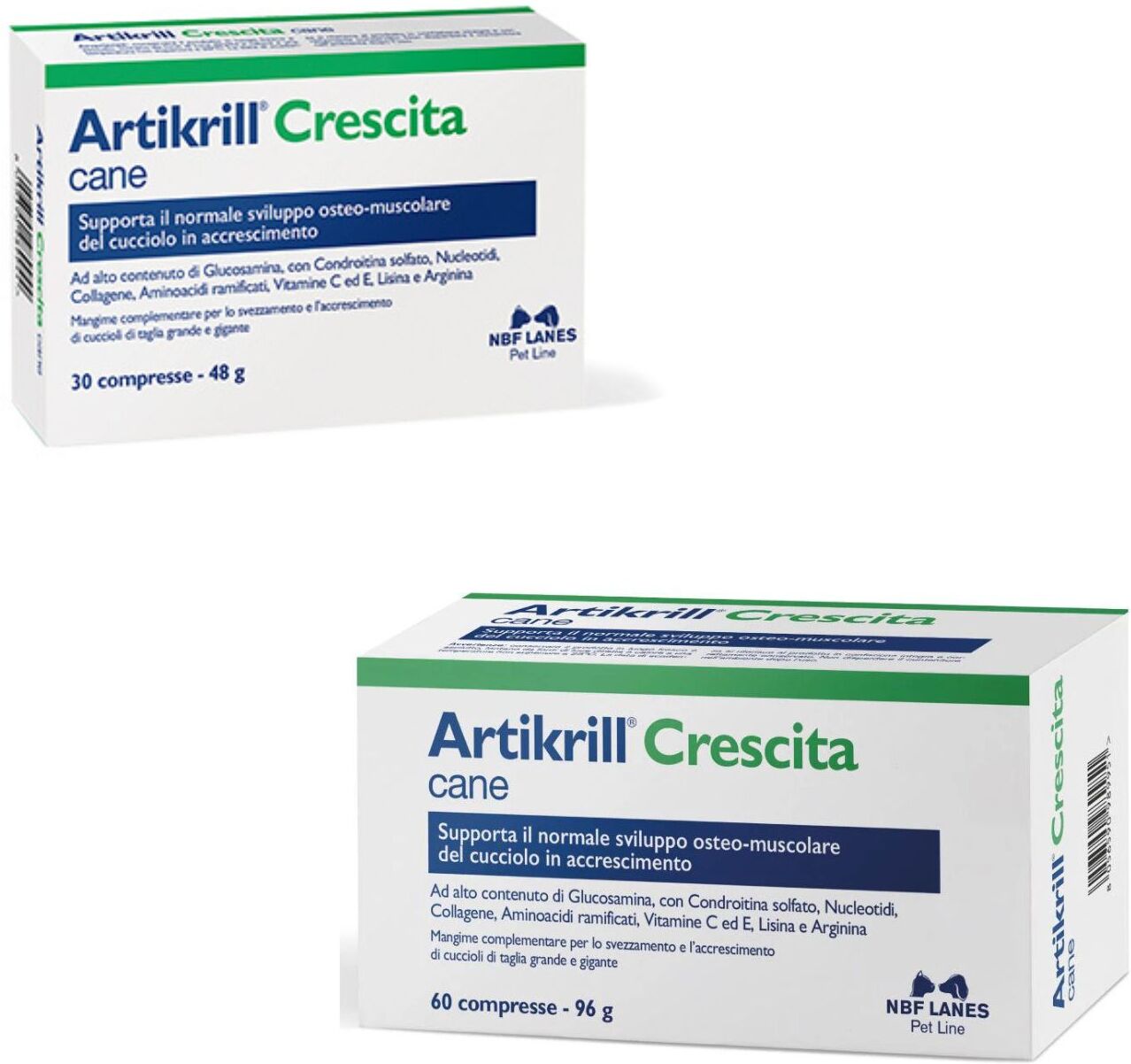 Nbf Lanes Artikrill Crescita Integratore per Cani Compresse