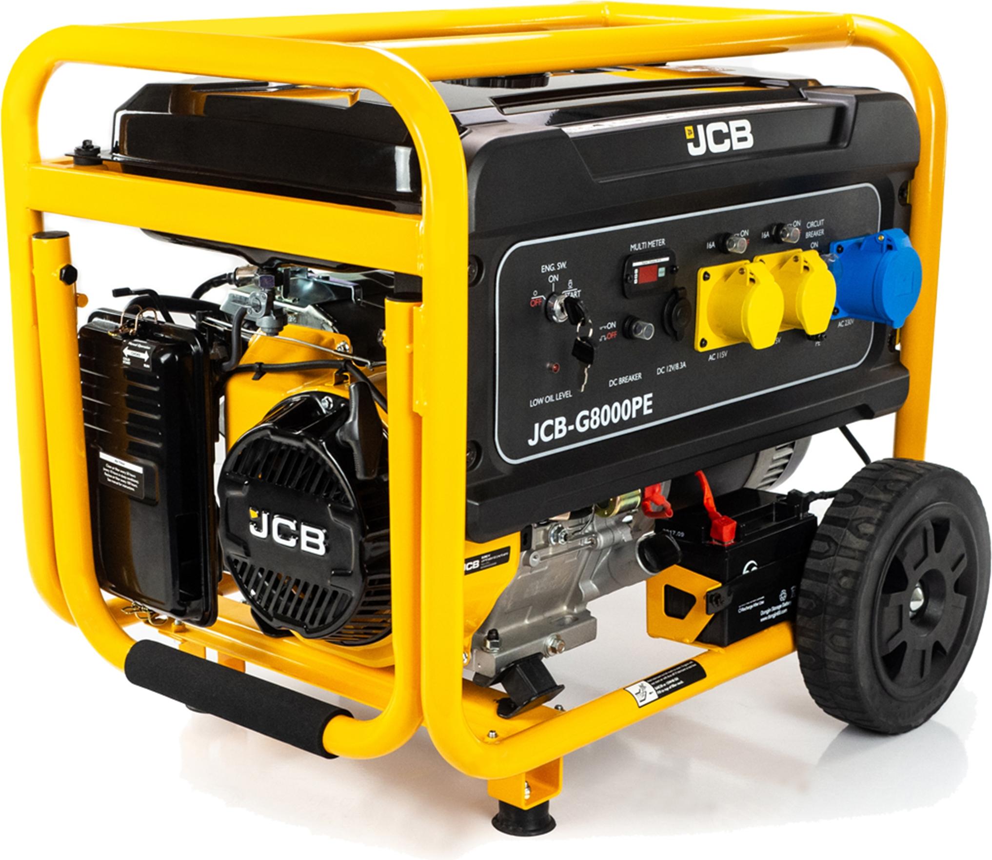 JCB Benzin-Stromgenerator G8000PE Stromerzeuger 7900W (7,9 kW) 15 PS E-Start AVR