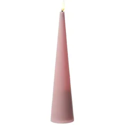 LED Kegelkerze Outdoorkerze in Kegelform flackernd H: 25cm Timer rosa