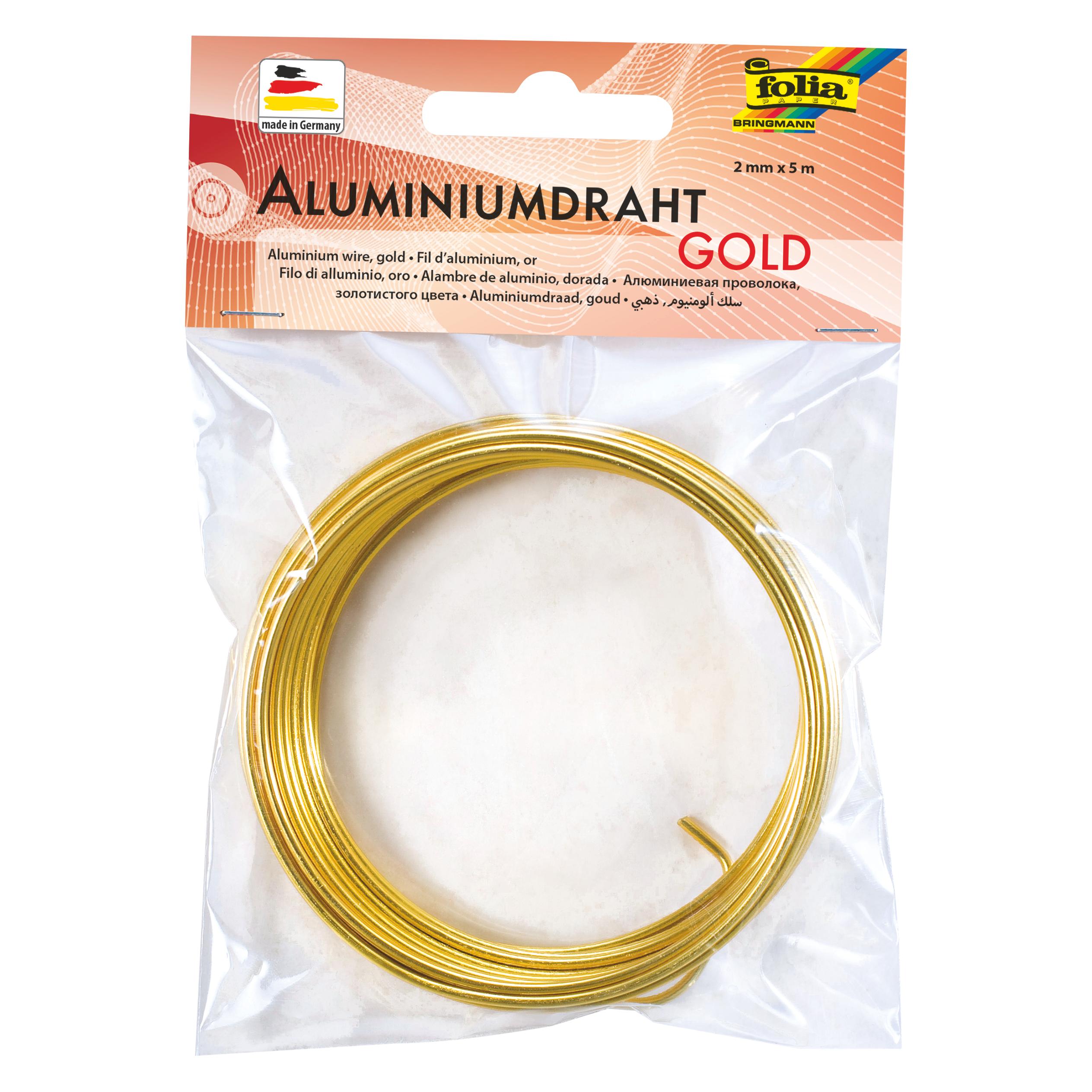 Folia Aluminium-Basteldraht, 2 mm x 5 m, gold (5 m) (79665)