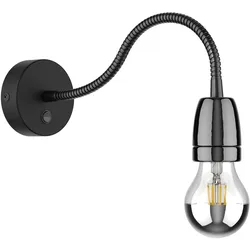 ledscom.de Wandleuchte POZ, Schwanenhals, Schalter, Porzellan, Stahl, schwarz glänzend, inkl. LED E27 Lampe, 399lm, 4,3W, warmweiß