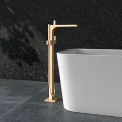 KEUCO Edition 11 Einhebel-Wannenmischer 51127250100 freistehend, mit Brauseschlauch und Stabhandbrause, Messing gebürstet