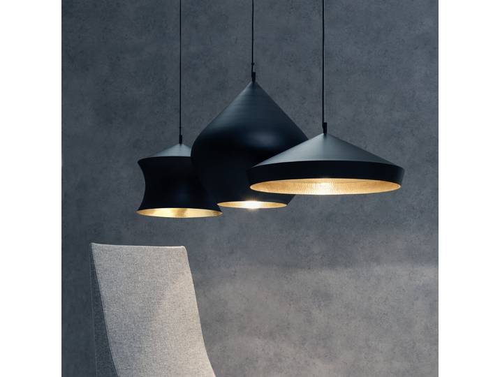Beat Wide LED-Hängelampe, schwarz, Ø 36 cm - Tom Dixon - Wohnzimmer - Design - Messing - Einflammig
