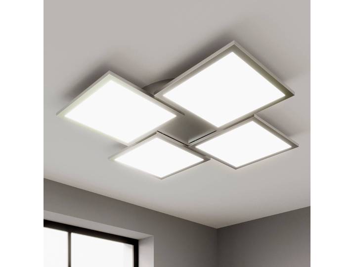 LED Deckenleuchte Ilira Lucande, dimmbar, alu / grau / zink, für Küche, Aluminium, Modern