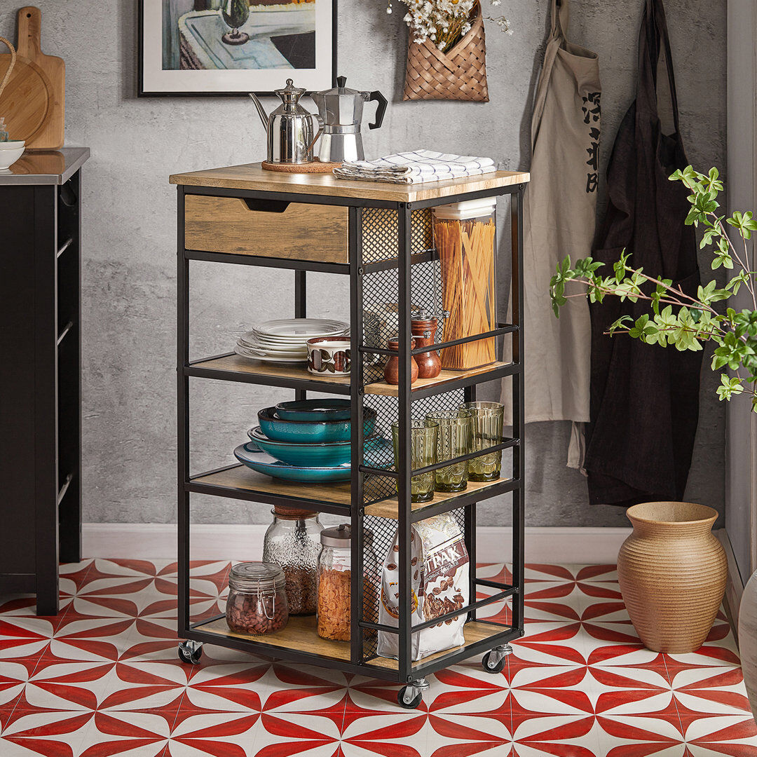 Borough Wharf Gidja 50 cm W Kitchen Cart Black 87cm H X 50cm W X 37cm D