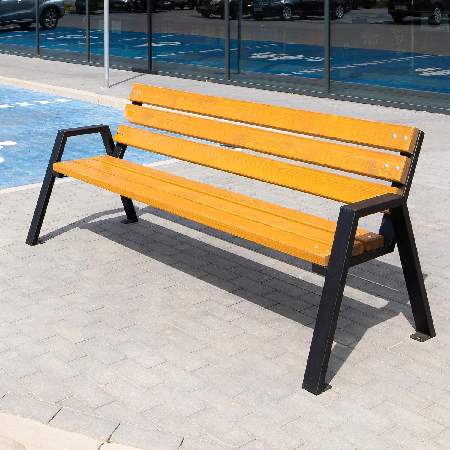 REKORD HORUS BIS Teak Gartenbank Parkbank aus skandinavischem Holz & Stahl 178 cm Wetterfest