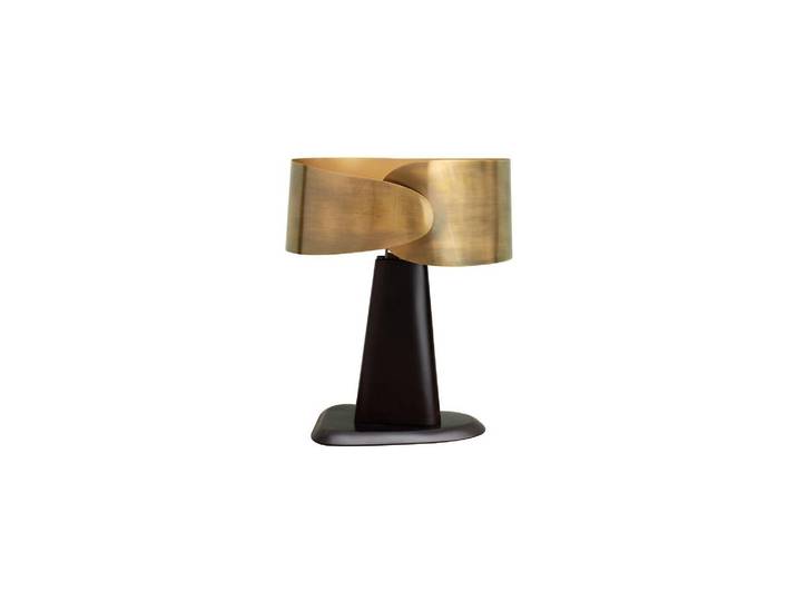 Lampe à poser en métal (fer) noir et or, lampe de bureau - Chehom