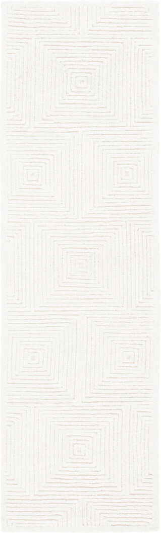 Brayden Studio Biest Geometric Shapes Wool Hand Tufted Area Rug Ivory Runner 69 x 183cm