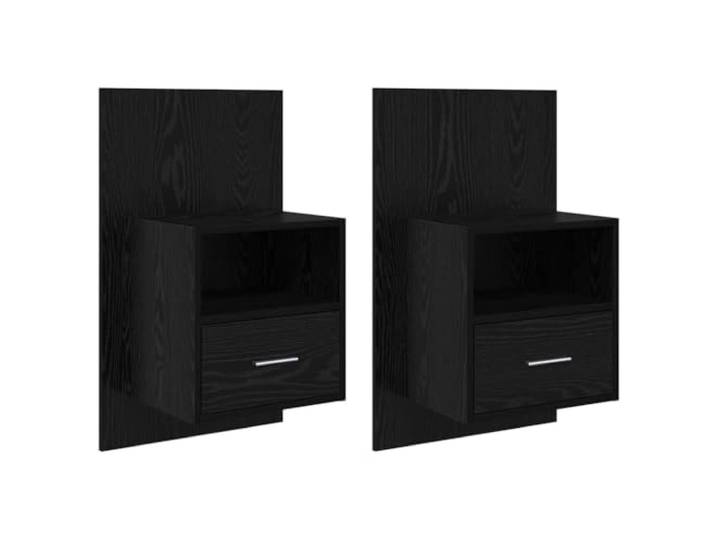 GHVBNMF 2X Wandnachttisch Schwarz Eichen-Optik 50x32,5x80cm Holzwerkstoff Platzsparende Wandmontage für Schlafzimmer und Gästezimmer, inklusive 2 Schubladen sowie offener Ablagefächer.
