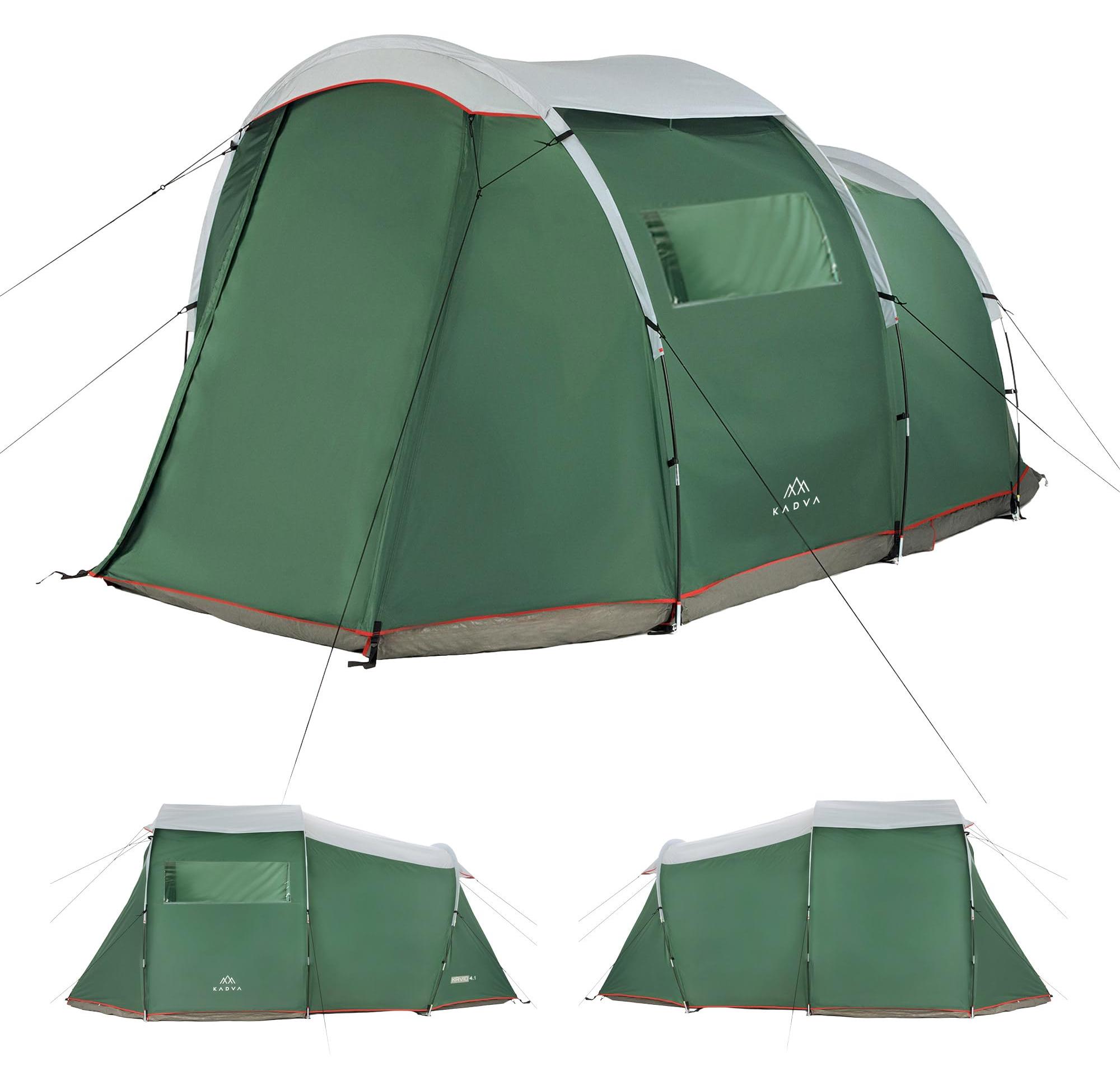 4-Personen-Zelt mit Vorzelt, wasserdicht, 9,5 kg, 455x260x190 cm