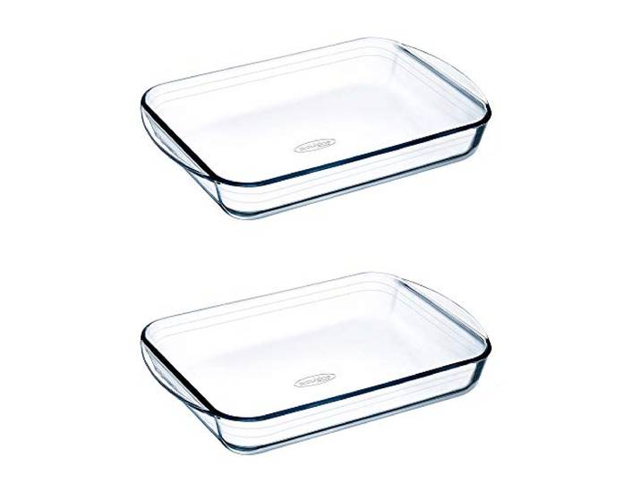 Pyrex O'Cuisine Lot de 2 rôtissoires rectangulaires en verre Transparent 35 x 22 cm 2\,6 l