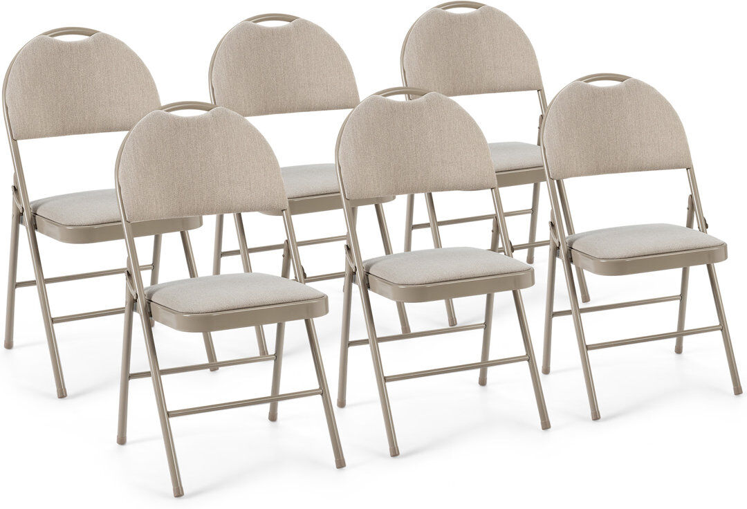 Inbox Zero Jayant Steel Camping / Beach Folding Chair and Patio Folding Chair Set of 6 White 89cm H X 48cm D X 50cm W