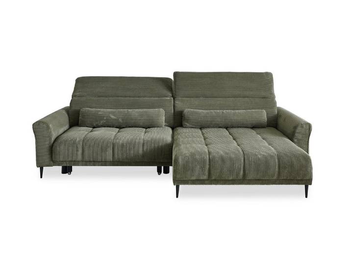 freiraum Wohnlandschaft Wolve, elektr. Sitzverstellung, 2 Kissen, Cord oliv - 277x108x179cm (BxHxT)