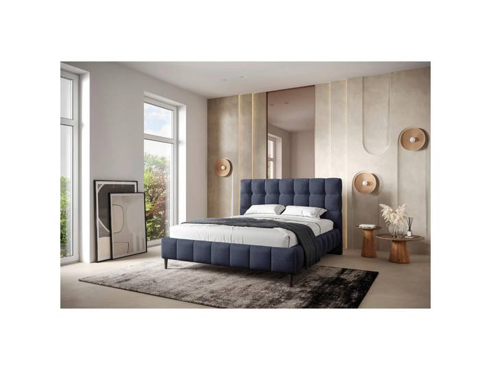 Livetastic Polsterbett, Dunkelblau, 140x200 cm, Bettkasten, Lattenrost, gepolstertes Kopfteil, Stoffauswahl,nicht verstellbar, alternative Größen erhältlich, Schlafzimmer, Betten, Polsterbetten