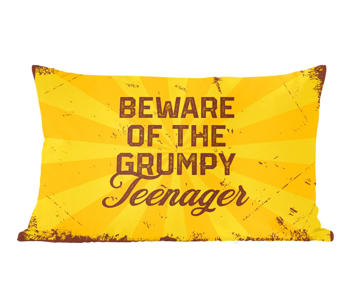 Sierkussen Beware of the grumpy teenager Vintage Quotes voor Kids B/D/H: 50 x 30 cm