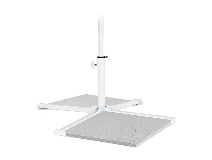 Relaxdays parasolvoet kruisvoet, parasolstandaard, parasoldiktes van 19 tot 34 mm, parasolhouder met klem, staal, wit