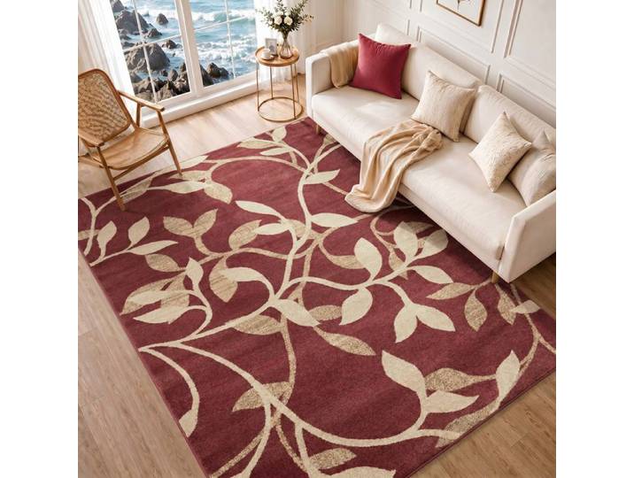 LIVABLISS Tapis de Salon à Poils Courts Doux Bohème Traditionnel BALSAM 160x230cm Bordeaux