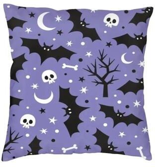 Uplift Essentials Pastel Goth Pink & Black Bats Throw Pillow Cover For Halloween Decor style 2 20x20 In