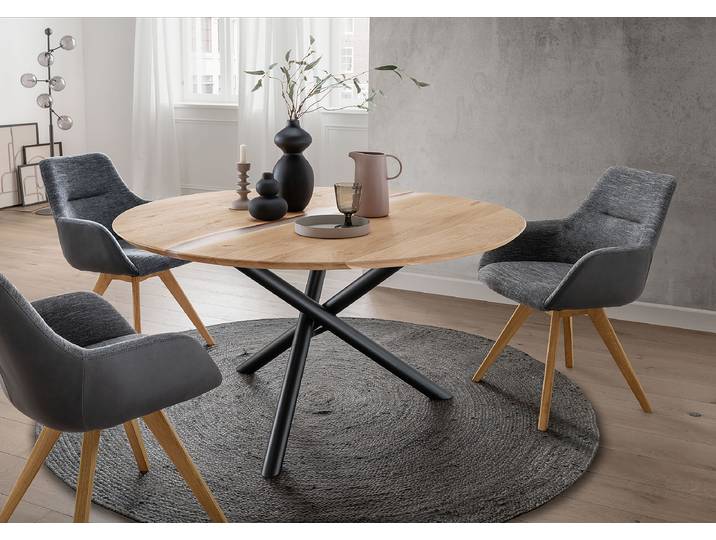 Table Ispas en chêne massif ronde Ø 120cm Marron