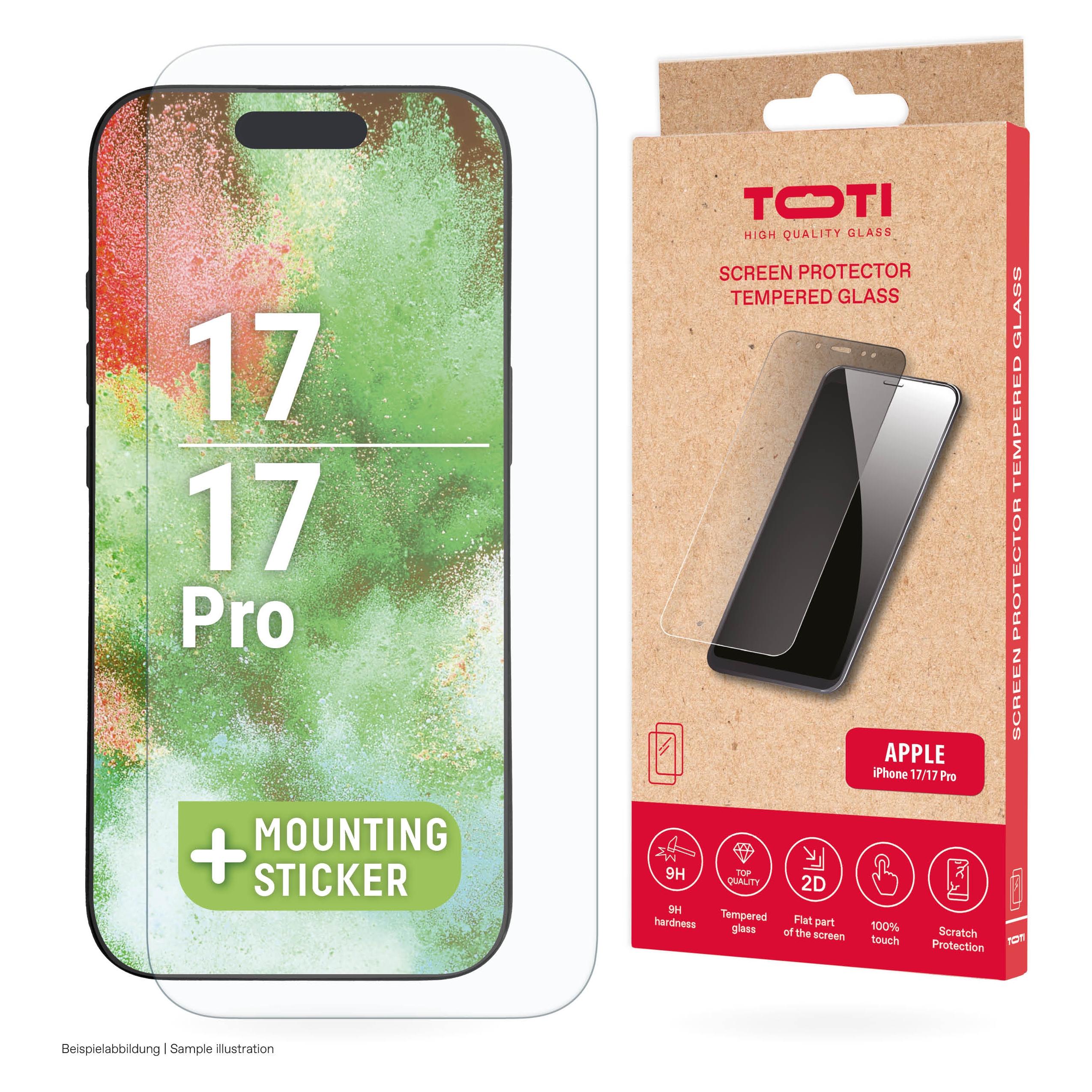 Toti Schutzglas - gehärtetes Glas - 2D-Displayschutzfolie mit Vollabdeckung für iPhone 17/16 Pro, (Apple iPhone 17, Apple iPhone 17 Pro, Apple iPhone 17 Pro Max) (TOTI)