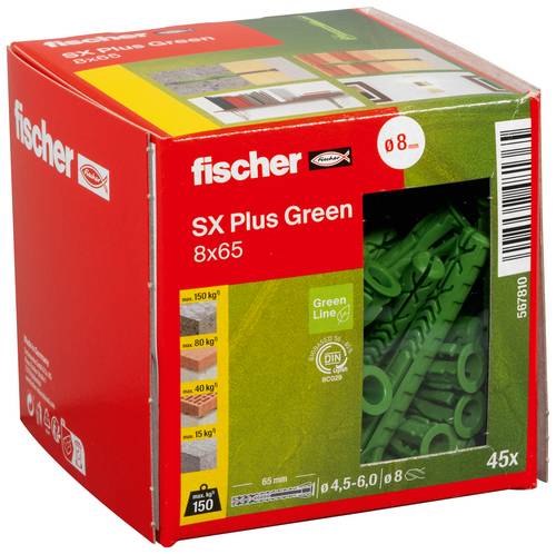 Fischer 567810 SX Plus Green Spreizdübel 65mm 8mm 45St.