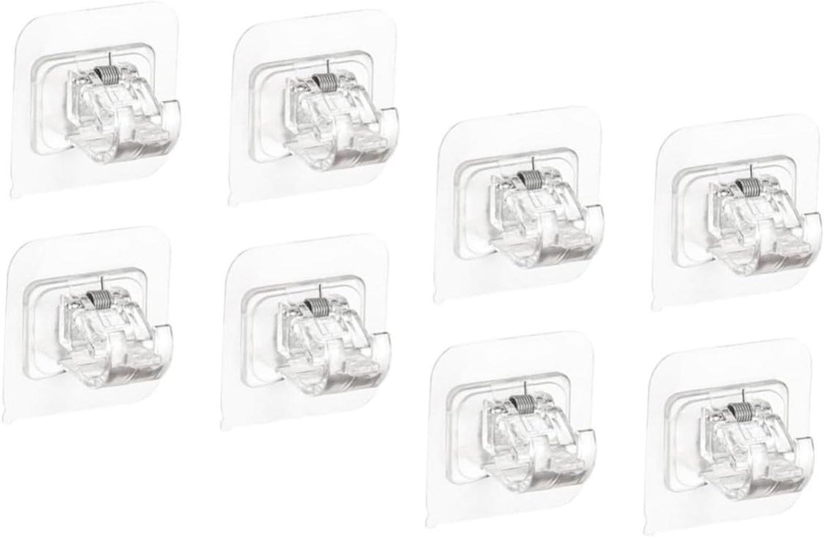Set van 8 zelfklevende witte gordijnroede clips voor het organiseren van je badkamer