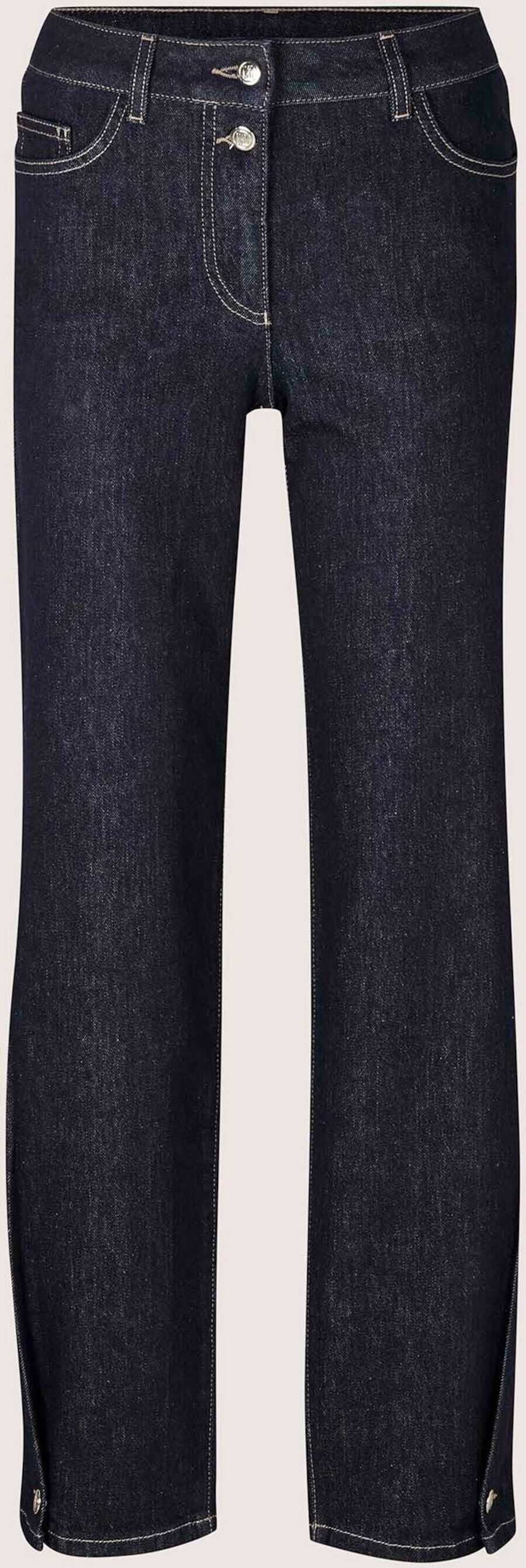 Regular-fit-Jeans MADELEINE "Jeans Gerade Jeans mit geknöpftem Saum", Damen, Gr. 22, K-Gr, dunkelblau, Modern, gerade, Jeans
