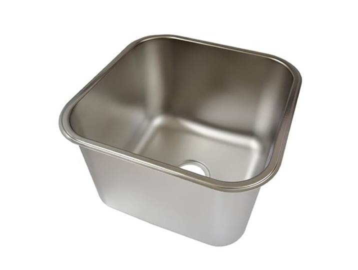 Edelstahl Spülbecken 440 x 440 x 300 mm - 48 Liter Fassungsvermögen - Abfluss mittig Ø 85 mm - 20 mm Auflagekante - Einbauspüle, Küchenspüle, Edelstahlspüle, Waschbecken