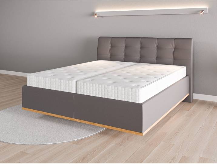 Lattenrost-Bett 180x200 Nr. 1 - Grau (Steingrau) - Feiner Mikrofaserstoff