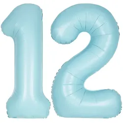 XL Folienballon hellblau Zahl 12