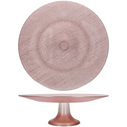 Camino Tortenplatte auf Fuß Ø32,5cm Glas Rosa Kuchen Servierplatte Fingerfood