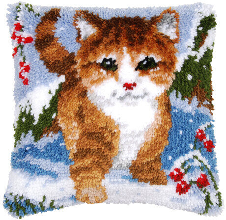 Knüpfkissen "Katze Winter"