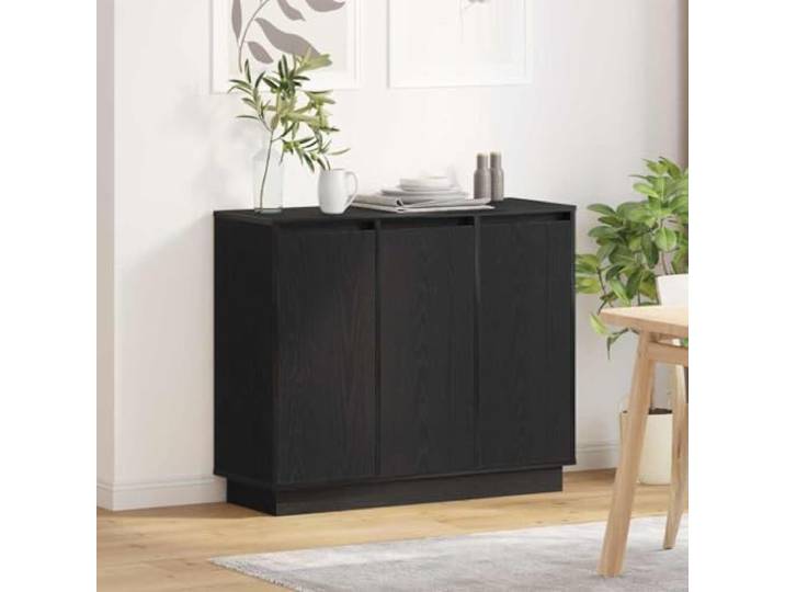 HEFZGDB Modernes Sideboard mit LED Licht für Esszimmer, LED Sideboard mit Beleuchtung für Moderne Wohnräume, minimalistisches mit integrierter Beleuchtung aus Holzwerkstoff in Schwarz