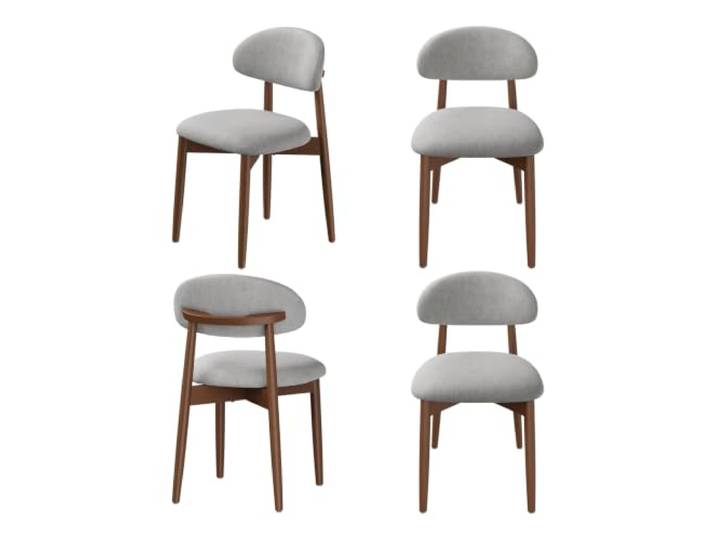 WOLTU Esszimmerstühle 4er Set Polsterstuhl Grau Massivholzbeine, Ergonomische Lehne, Chenille-Stoff, Für Kleine Wohnung, Für Esszimmer, Küche, Auch für Schminktisch
