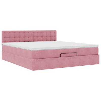 vidaXL Ottoman-Bett mit Matratze Rosa 160x200 cm Samt
