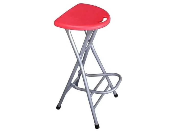 LXLAEOANG Hocker Klappbar Einfachheit Rezeptionsstuhl Angelhocker Tragbarer, hochklappbarer Barhocker aus Rohr-Balkon aus Karbonstahl mit Fußstütze(No backrest red)