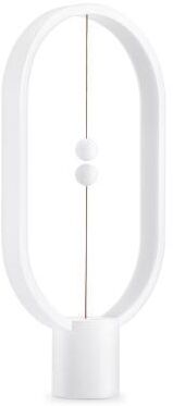 HomeDecorAndMore LLC "Original ""Balance"" Wood Magnetic LED Oval Table Lamp White"